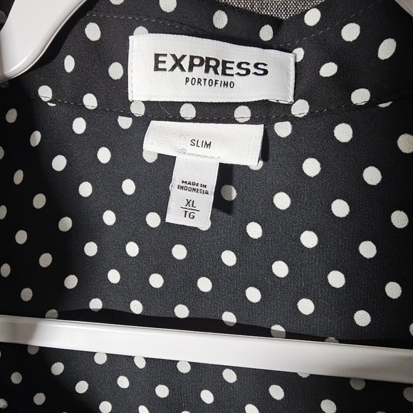 Express Portofino Polka Dit and Lace Print Shirt - Work Office Wear Size XL - Picture 2 of 3